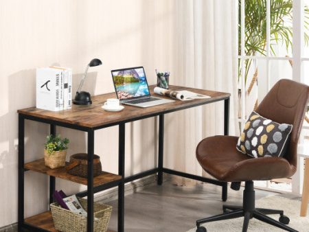 47  55  Computer Desk Office Study Table Workstation Home with Adjustable Shelf Rustic Brown-L Discount