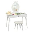 Kids Vanity Makeup Table & Chair Set Make Up Stool-White Sale