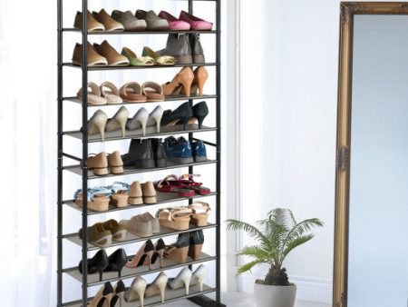 10-Tier Free-Standing Metal Frame Shoe Rack For Cheap