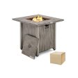 28 Inch 40 000 BTU Square Fire Pit Table with Lid and Lava Rocks-Gray Cheap