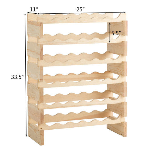 36 Bottles Stackable Wooden Wobble-Free Modular Wine Rack Supply