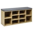 10-Cube Organizer Shoe Storage Bench with Cushion for Entryway-Beige Supply