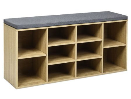 10-Cube Organizer Shoe Storage Bench with Cushion for Entryway-Beige Supply