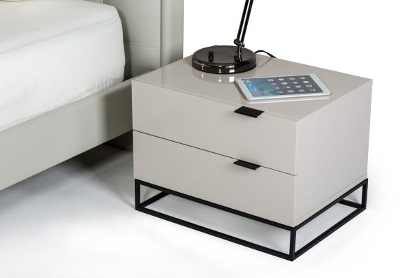 16  Grey Mdf And Metal Nightstand Discount