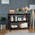 3-Tier Console X-Design Sofa Side Accent Table-Espresso Online now