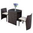 3 Pieces Cushioned Wicker Patio Bistro Set with No Assembly Needed Online Sale