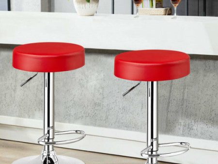 1 PC Round Bar Stool Adjustable Swivel Pub Chair-Red Online now