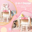 Kids Vanity Set with Heart-shaped Mirror-White For Cheap