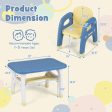 Kids Table and 2 Chairs Set with Storage Shelf and Building Blocks-Blue Supply