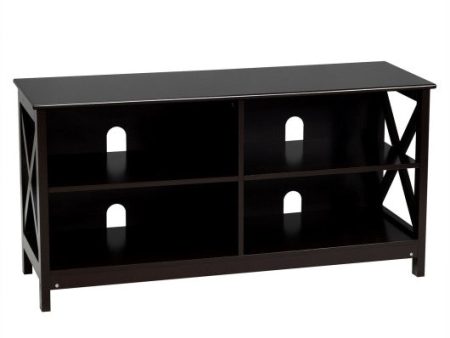 Wooden TV Stand Entertainment for TVs up to 55 Inch with X-Shaped Frame-Brown For Cheap