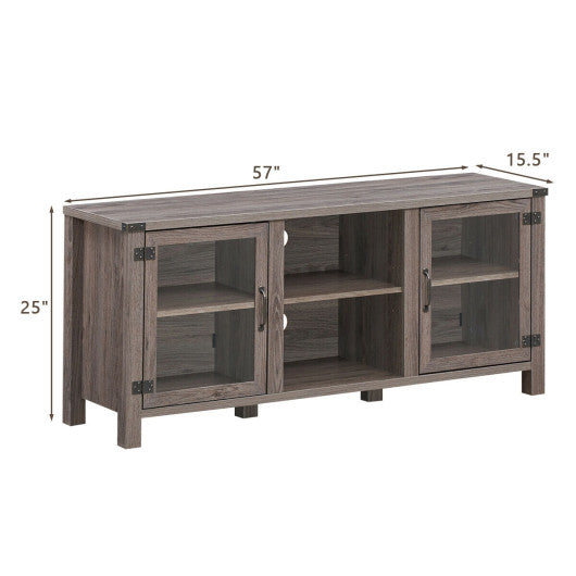 TV Stand Entertainment Center for TVs up to 65 Inch with Storage Cabinets-Gray Hot on Sale