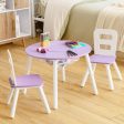 Wood Activity Kids Table and Chair Set with Center Mesh Storage for Snack Time and Homework-Purple Discount