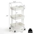 3-Tier Utility Cart Storage Rolling Cart with Casters-White Discount