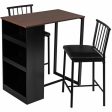 3 Piece Counter Height Pub Dining Set-Brown For Sale