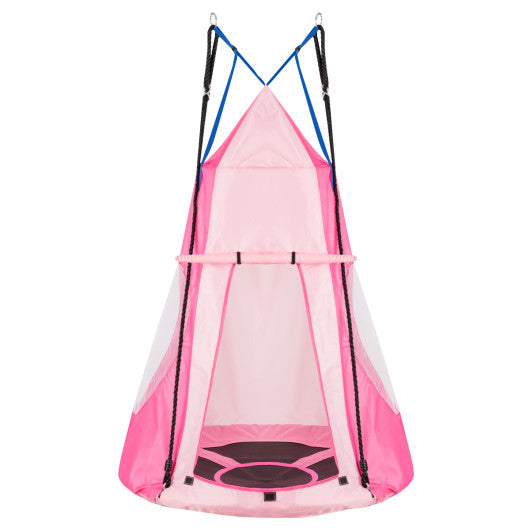 2-in-1 40 Inch Kids Hanging Chair Detachable Swing Tent Set-Pink For Cheap