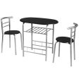 3 pcs Home Kitchen Bistro Pub Dining Table 2 Chairs Set- Silver For Discount