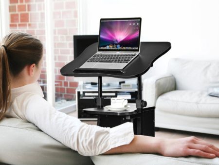 Sit-to-Stand Laptop Desk Cart Height Adjustable with Storage-Black Online now