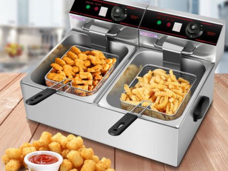 3400W Dual Tank Electric Countertop Deep Fryer For Sale