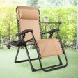 Oversize Lounge Chair with Cup Holder of Heavy Duty for outdoor-Beige Online now