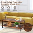 Industrial Vintage Coffee Table with 2-Tier Storage Shelf Online Hot Sale