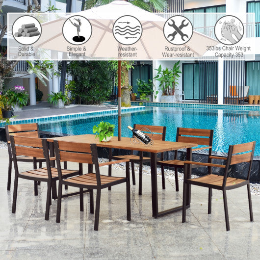 Patented 7 Pieces Patented Outdoor Patio Dining Table Set with Hole Sale