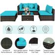 5 Pcs Outdoor Patio Rattan Furniture Set Sectional Conversation with Navy Cushions-Turquoise Online Hot Sale