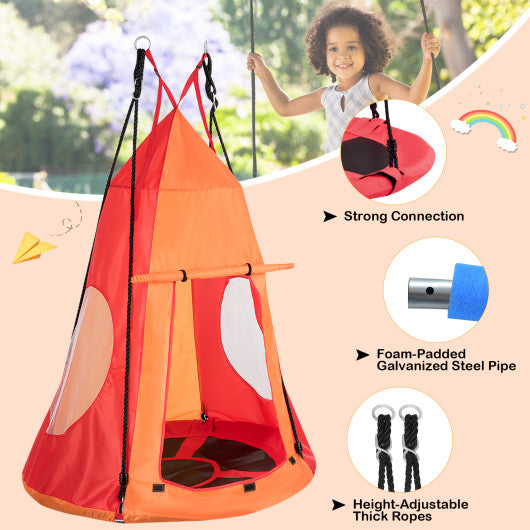 2-in-1 40 Inch Kids Hanging Chair Detachable Swing Tent Set-Orange For Sale