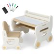 Kids Drawing Table and Chair Set with Watercolor Pens and Blackboard Eraser-Brown Online Sale