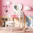 Kids Vanity Set with Heart-shaped Mirror-White For Cheap