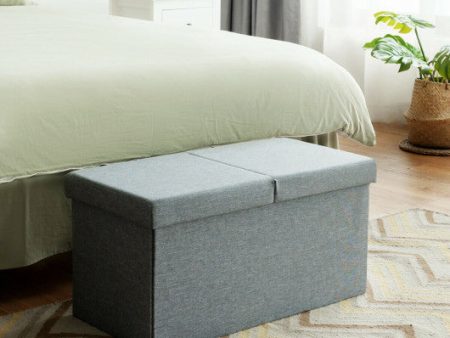 30 Inch Folding Storage Ottoman with Lift Top-Light Gray Cheap