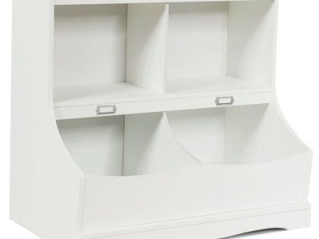 Kids Floor Cabinet Multi-Functional Bookcase -White on Sale