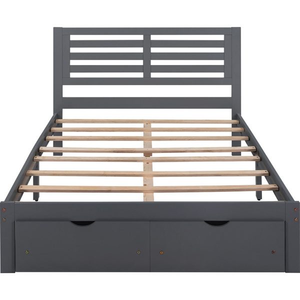 Gray Wood Full With Two Drawers Bed Frame Fashion