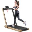 2-in-1 Electric Motorized Health and Fitness Folding Treadmill with Dual Display and Speaker-Yellow Online now