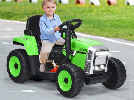 12V Ride on Tractor with 3-Gear-Shift Ground Loader for Kids 3+ Years Old-Green Discount