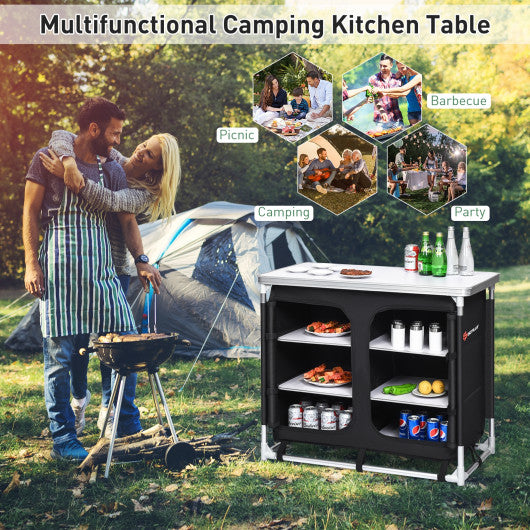 Outdoor Camping Cooking Table with Storage Organizer Sale