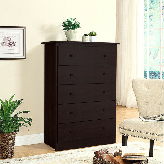 Functional Storage Organized Dresser with 5 Drawer-Dark Brown Online Sale