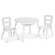 Wood Activity Kids Table and Chair Set with Center Mesh Storage for Snack Time and Homework-White Hot on Sale