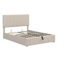 Beige Wood And Linen Blend Full Adjustable Bed Frame Online now