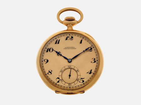 1927 Longines Pocket Watch Chronometer In 18k Yellow Gold Hot on Sale