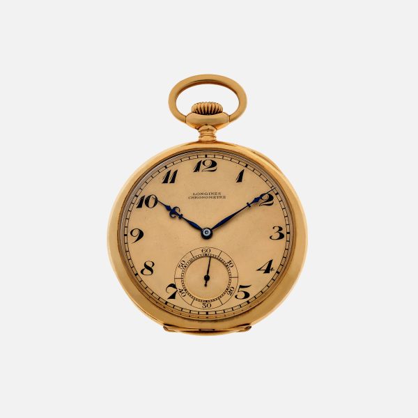 1927 Longines Pocket Watch Chronometer In 18k Yellow Gold Hot on Sale